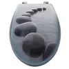 Image de Msv abattant wc mdf chemin de galets gris - charnières inox