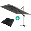 Image de Parasol jardin déporté Alu "Sun 4 " - Rectangle - 3 x 4 m - Gris - Dalles à lester incluses