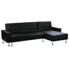 Image de Canape angle fixe THEO 4 places en polyester noir 147 x 258 x 82 cm