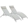 Image de Lot de 2 bain de soleil habitat et jardin H. 93 cm en aluminium L. 181 cm beige empilable non pliable