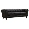 Image de Canapé fixe Chesterfield Aliza - 204 x 80 x 58 cm - 3 places - Marron
