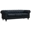 Image de Canapé fixe Chesterfield "Aliza" - 208 x 82 x 70 cm - 3 places - Noir