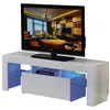 Image de meuble tv led borda - 130 x 34 x 45 cm - blanc laqué