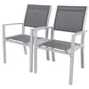 Image de Fauteuil jardin Alu/Textilène "Tropic" - Phoenix - Gris foncé - Lot de 2