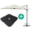 Image de Parasol jardin déporté Alu "Sun 3" - Carré - 3 x 3 m - Ecru - Dalles incluses