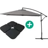 Image de Parasol jardin déporté Alu "Ilios 3" - Carré - 3 x 3 m - Gris - Dalles incluses