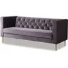Image de Canape droit HABITAT ET JARDIN 3 places en velours gris 76 x 196 x 82 cm