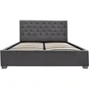 Image de Lit coffre habitat et jardin 142 x 192 x 28 cm en contreplaque sommier a lattes pour 2 personnes de couleur gris