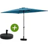 Image de parasol jardin sol 2 - rectangle - 2 x 3 m - bleu + dalles à lester incluses