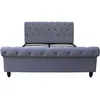 Image de Lit habitat et jardin 230 x 152 x 107 cm en velours sommier a lattes pour 2 personnes de couleur gris