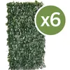Image de Lot de 6 Clôtures en treillis de saule "Fragon" - 200 x 100 cm - Vert