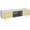 Image de Meuble TV LED "Inna" - 140 x 42 x 45 cm - Blanc/Chêne