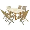 Image de Ensemble salon de jardin en teck SERANG 6 fauteuils pliants