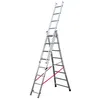 Image de Echelle transformable base évasée 3 plans 3x8 échelons 4,8m/5,7m en alu Hailo Premium