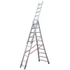 Image de Echelle transformable base évasée 3 plans 3x10 échelons 6m/6,8m en alu Hailo Premium