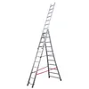 Image de Echelle transformable base évasée 3 plans 3x11 échelons 6,5m/7,3m en alu Hailo Premium
