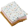 Image de Lot de 3 langes Bambou - 1 Imprimé + 2 Uni - Rose caramel - 60x60 cm