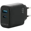 Image de Mobilis Chargeur mural 45W 1 USB A 1 USB C GaN (45 W, 2 ports), Chargeur USB, Noir