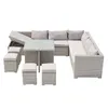 Image de Salon de jardin encastrable 10 places en résine gris-gris FIDJI CONCEPT USINE