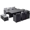 Image de Salon de jardin CONCEPT USINE gris 10 personnes resine tressee 178.0 x 115 x 74.0 cm 11 pieces