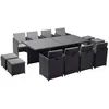 Image de Table et chaises 12 places encastrables en résine noir-gris MONACO CONCEPT USINE