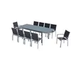Image de Table de jardin extensible et 10 chaises alu-toile PVC gris AREZZO CONCEPT USINE