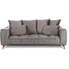 Image de Canape droit MAISON AUBERTIN 2 places en velours gris 106 x 204 x 92 cm