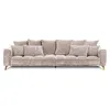 Image de Canape droit MAISON AUBERTIN 4 places en velours beige 106 x 306 x 92 cm