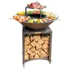Image de MonMobilierDesign FIESTA Brasero haut avec plaque et grille amovible en acier barbecue plancha extérieur Ø 75 cm
