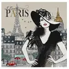 Image de Tissu carré jacquard 48 cm x 48 cm j'aime Paris(...) - Ecru