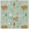 Image de Tissu enfant coton animaux dans la forêt vendu au mètre(...) - M Vert