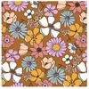 Image de Tissu coton popeline fleuri sur fond toffee vendu au mètre(...) - 015 Caramel