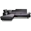 Image de Lisbona - Canapé d'angle convertible - 5 places - Gauche - Noir / Gris