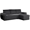 Image de Milan - Canapé d'angle réversible - 4 places - Convertible avec coffre - En simili et tissu - Noir / Gris