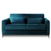 Image de Owen - canapé 3 places convertible express couchage quotidien 140 cm matelas 12 cm en velours - Bleu canard