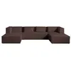 Image de Canape angle fixe LISA DESIGN 7 places en polyester marron 176 x 327 x 64 cm