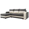 Image de Harvey - Canapé d'angle réversible 4 places convertible avec coffre en tissu bicolore - Gris / Beige