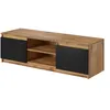 Image de Robin - meuble TV - 2 portes et 2 niches - 120 cm - Noir / Bois et Bois