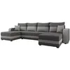 Image de Harvey - Canapé panoramique en U 7 places convertible avec coffre en tissu bicolore - Gris