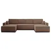 Image de Canape droit fixe best mobilier dellia 7 places en velours cotele taupe avec coffre