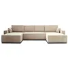 Image de Canape angle fixe BEST MOBILIER 7 places en velours beige 185 x 342 x 85 cm