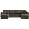 Image de Canape angle fixe BEST MOBILIER 7 places en velours gris 140 x 320 x 85 cm