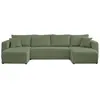 Image de Canape angle fixe BEST MOBILIER 7 places en velours vert 140 x 320 x 85 cm