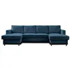 Image de Canape droit fixe LISA DESIGN Jake 7 places en velours cotele bleu avec coffre