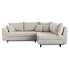 Image de Rune - canapé d'angle droit - 4 places - avec pouf d'appoint - en velours côtelé - Gris clair