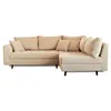 Image de Rune - canapé d'angle droit - 4 places - avec pouf d'appoint - en velours côtelé - Beige