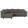 Image de Rune - canapé d'angle gauche - 4 places - avec pouf d'appoint - en velours côtelé - Gris foncé
