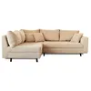 Image de Rune - canapé d'angle gauche - 4 places - avec pouf d'appoint - en velours côtelé - Beige