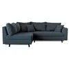 Image de Rune - canapé d'angle gauche - 4 places - avec pouf d'appoint - en velours côtelé - Bleu nuit