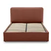 Image de Lit coffre best mobilier 155 x 200 x 100 cm en tissu sommier a lattes pour 2 personnes de couleur rouge